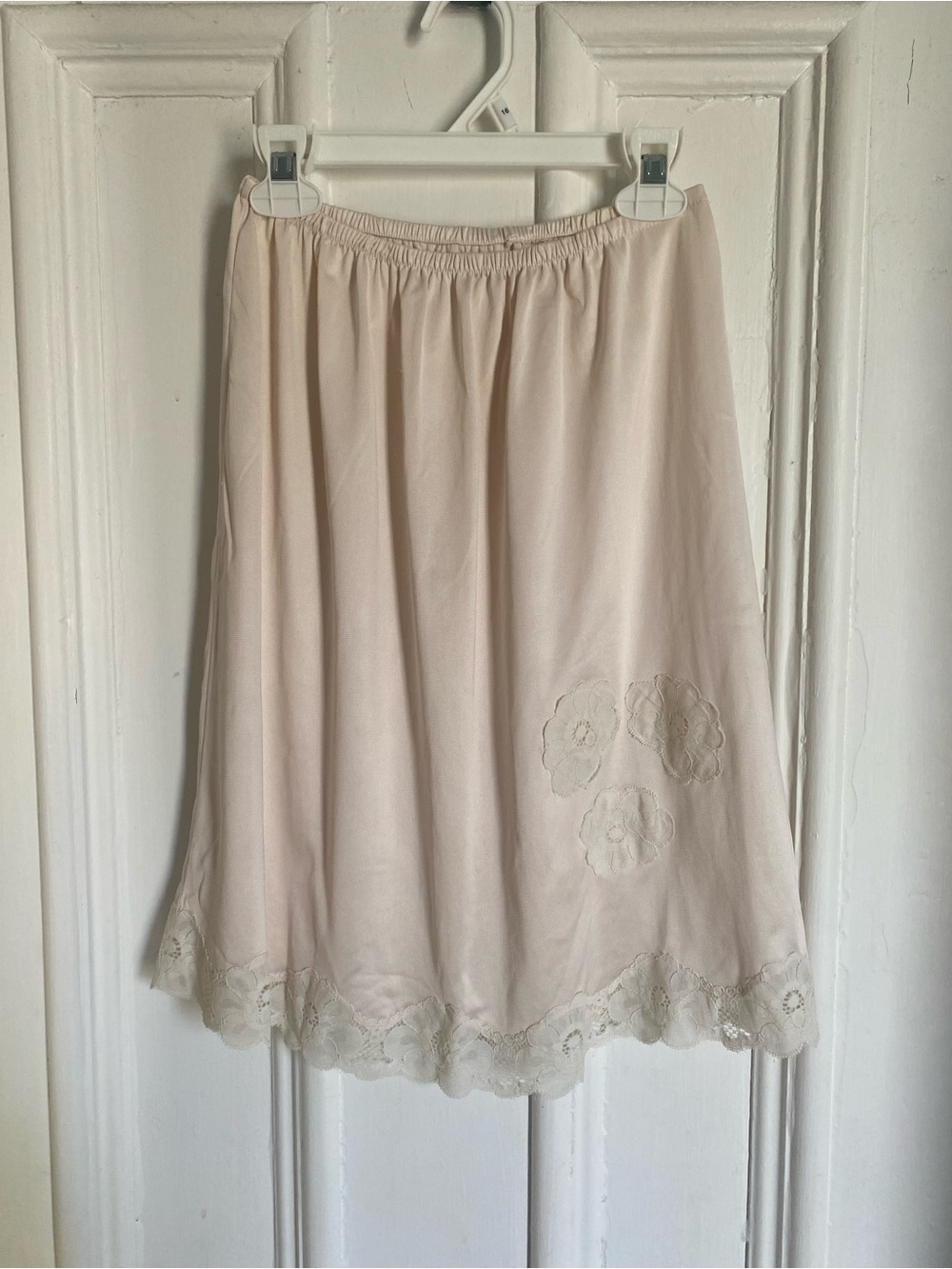 Vintage Cream Skirt Slip with Floral Details